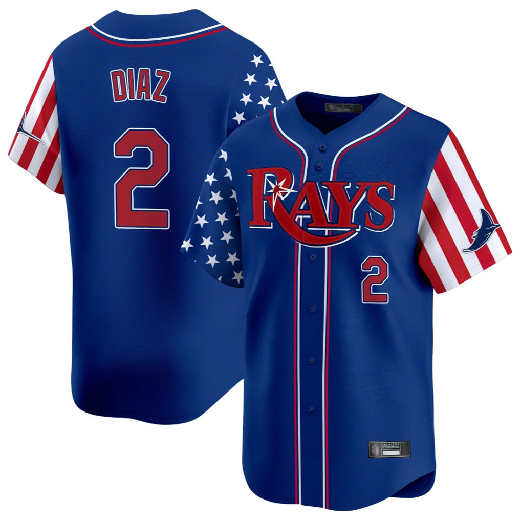 Fenge TB.Rays #2 Yandy Diaz Player Royal 2025 Independence Day Vapor Premier Limited Stitched Jerseys