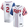 Fenge TB.Rays #2 Yandy Diaz Player White 2025 Independence Day Vapor Premier Limited Stitched Jerseys