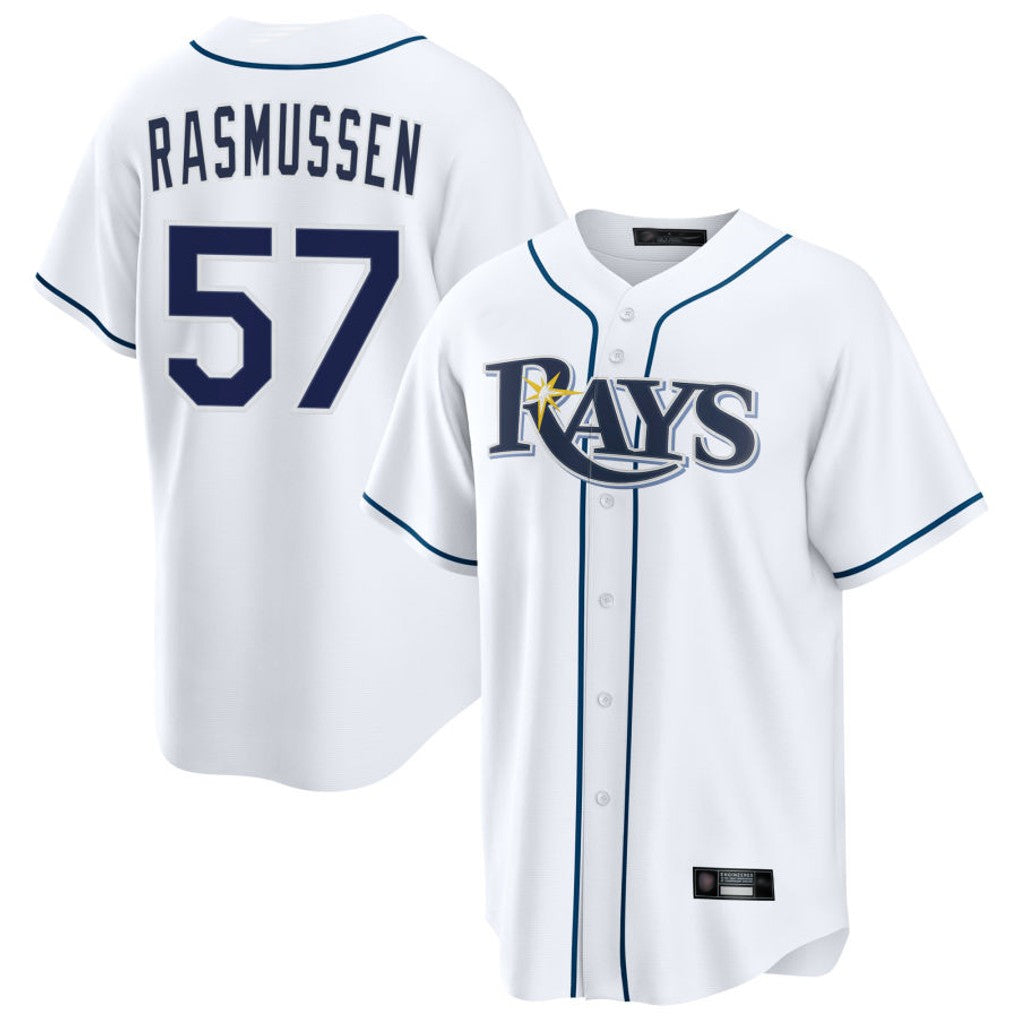 Fenge TB.Rays #57 Drew Rasmussen Player White Home Game Stitched Jerseys