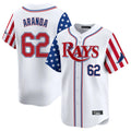 Fenge TB.Rays #62 Jonathan Aranda Player White 2025 Independence Day Vapor Premier Limited Stitched Jerseys