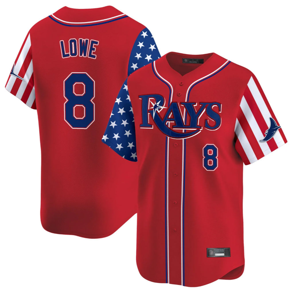 Fenge TB.Rays #8 Brandon Lowe Player Red 2025 Independence Day Vapor Premier Limited Stitched Jerseys
