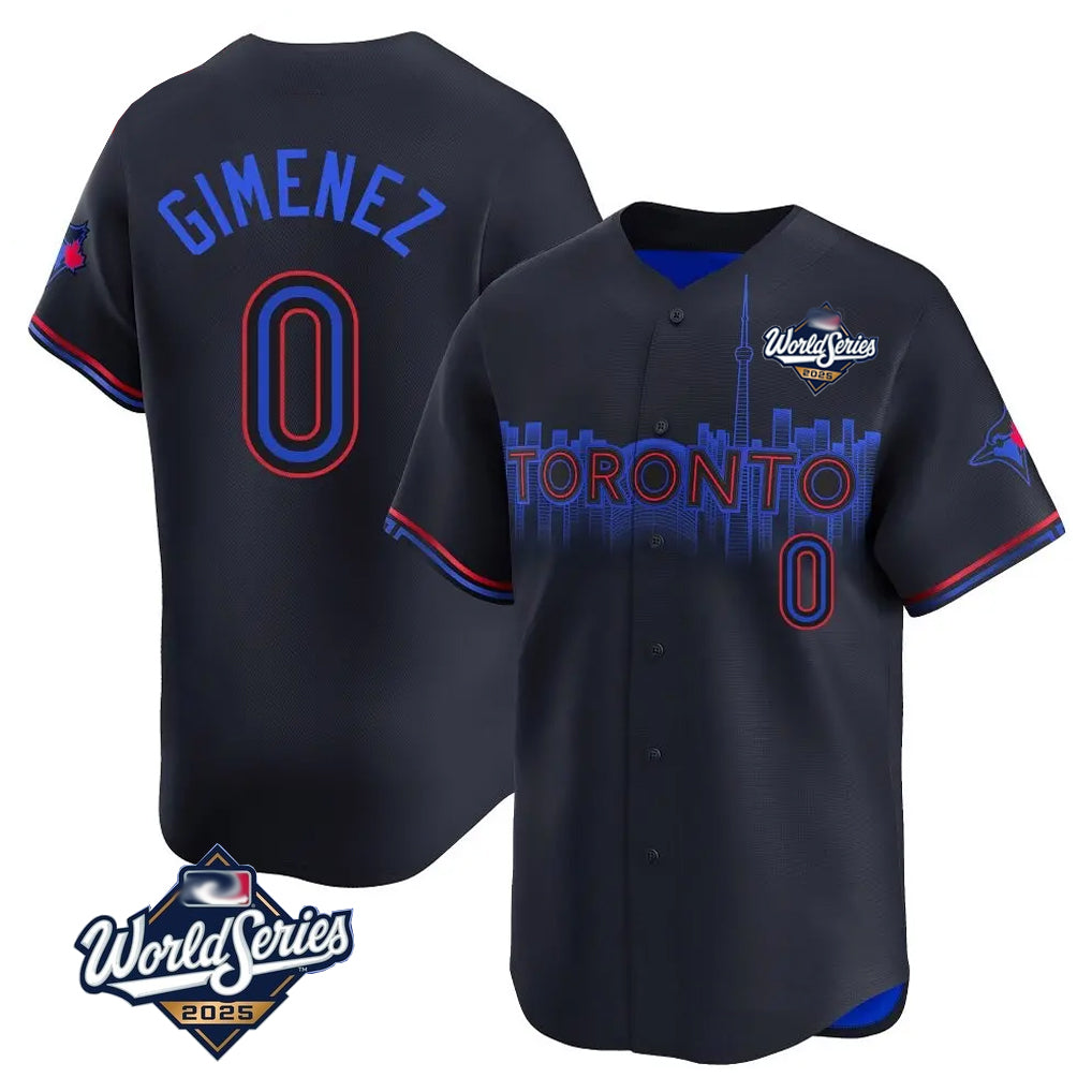 Fenge T.Blue Jays #0 Andres Gimenez Player Black 2025 World Series City Connect Stitched Jerseys