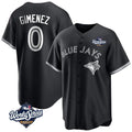 Fenge T.Blue Jays #0 Andres Gimenez Player Black 2025 World Series Game Stitched Jerseys