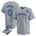 Fenge T.Blue Jays #0 Andres Gimenez Player Gray 2025 World Series Game Stitched Jerseys