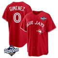 Fenge T.Blue Jays #0 Andres Gimenez Player Red 2025 World Series Limited Stitched Jerseys