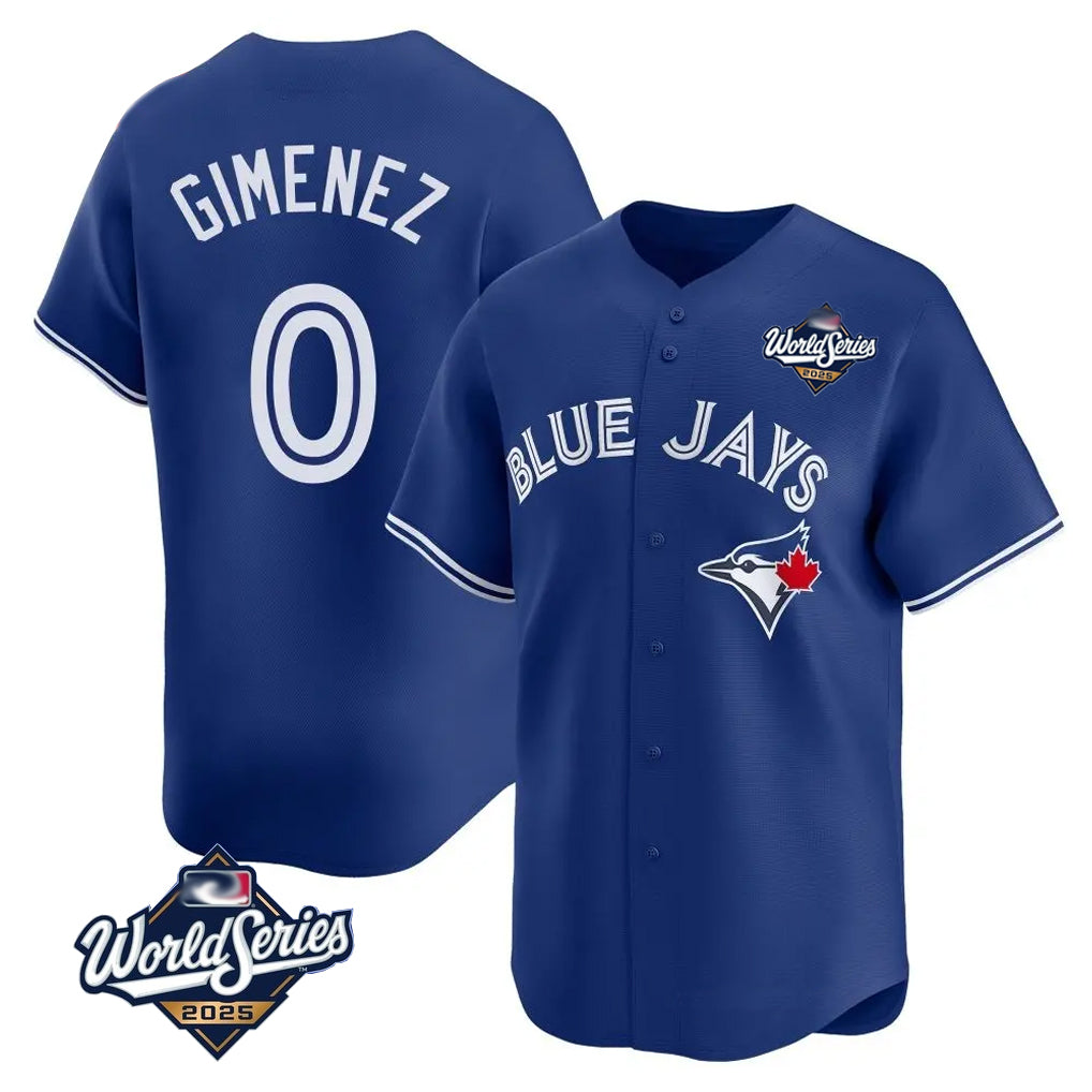 Fenge T.Blue Jays #0 Andres Gimenez Player Royal 2025 World Series Limited Stitched Jerseys