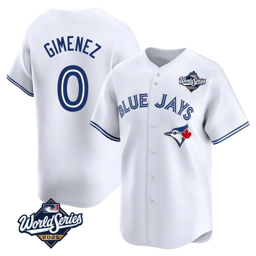 Fenge T.Blue Jays #0 Andres Gimenez Player White 2025 World Series Limited Stitched Jerseys