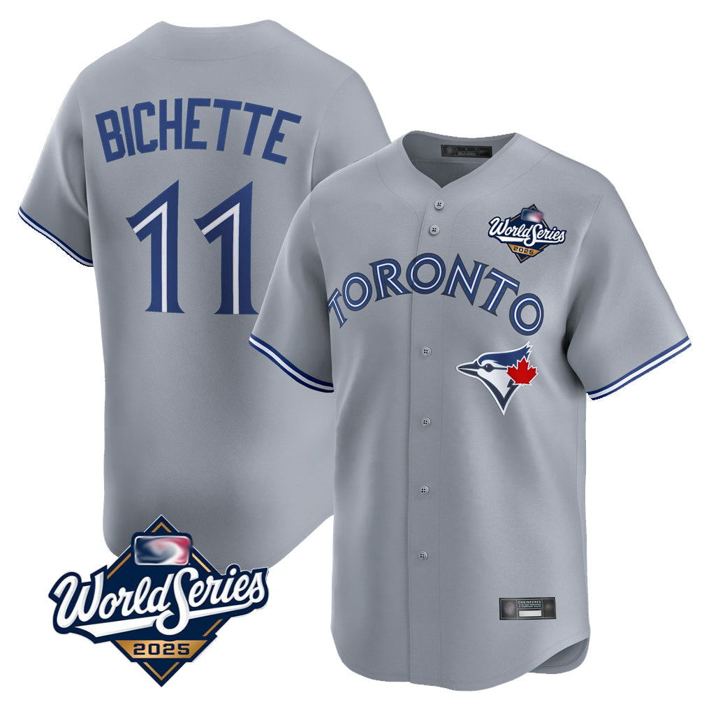 Fenge T.Blue Jays #11 Bo Bichette Player Gray 2025 World Series Limited Home Stitched Jerseys