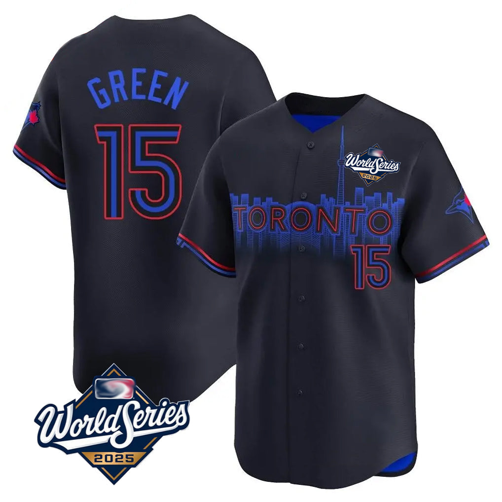 Fenge T.Blue Jays #15 Chad Green Player Black&Blue 2025 World Series City Connect Stitched Jerseys