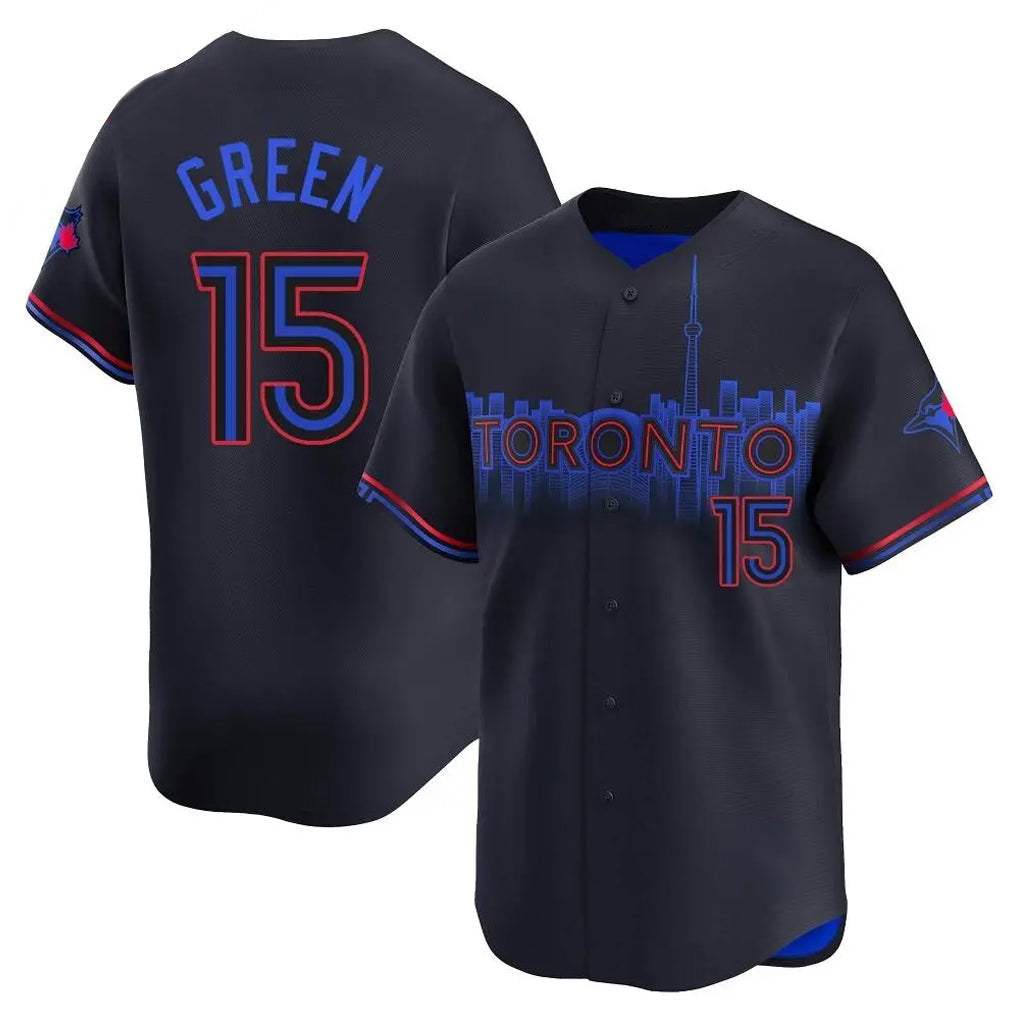Fenge T.Blue Jays #15 Chad Green Player Black&Blue City Connect Limited Stitched Jerseys