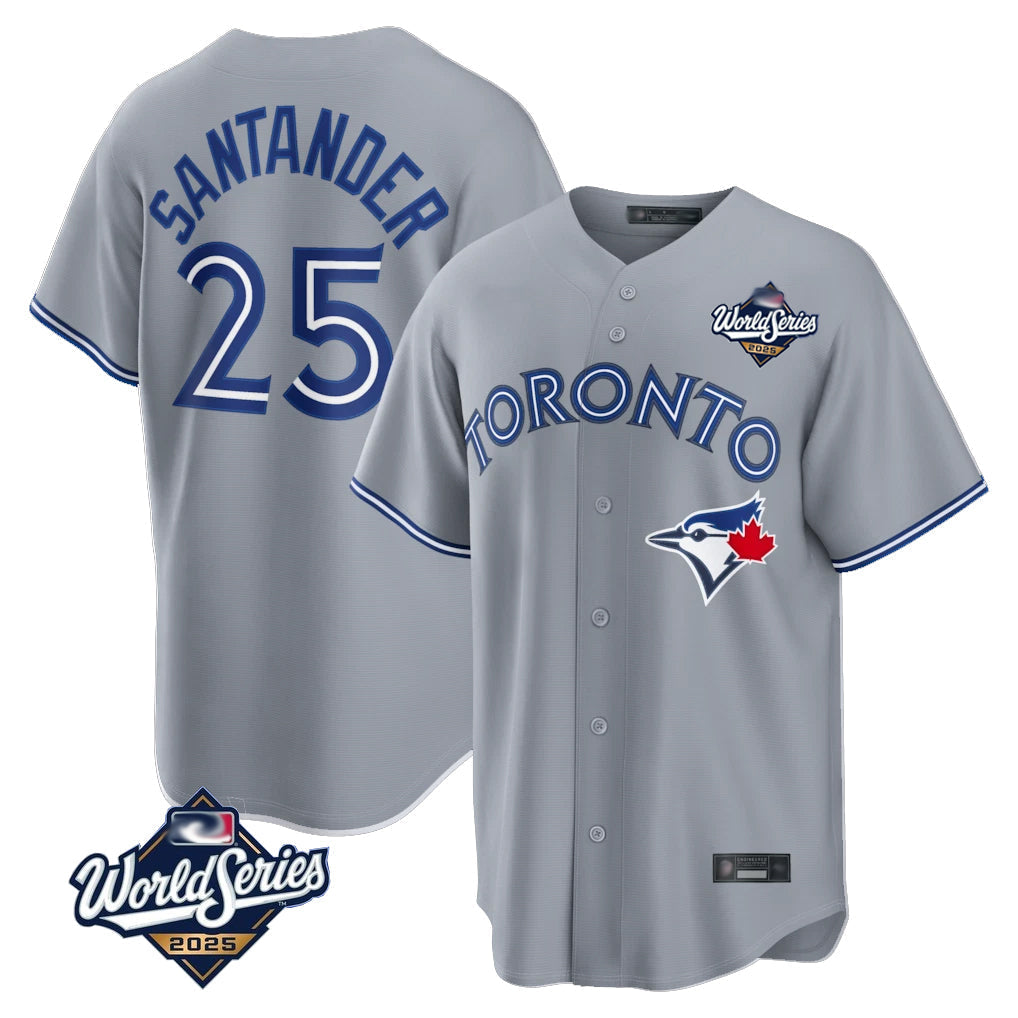Fenge T.Blue Jays #25 Anthony Santander Player Gray 2025 World Series Home Limited Stitched Jerseys