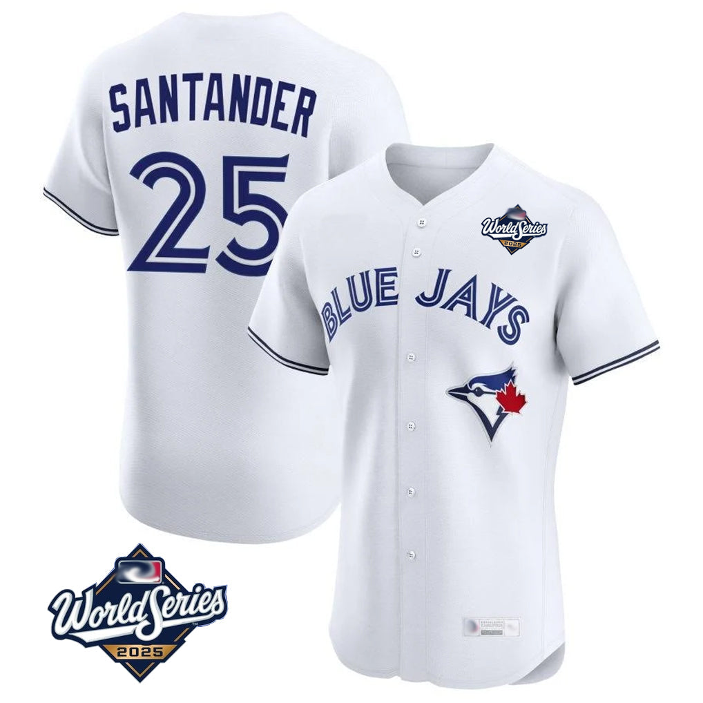 Fenge T.Blue Jays #25 Anthony Santander Player White 2025 World Series Elite Limited Home Stitched Jerseys