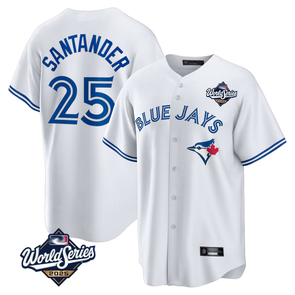 Fenge T.Blue Jays #25 Anthony Santander Player White 2025 World Series Game Stitched Jerseys