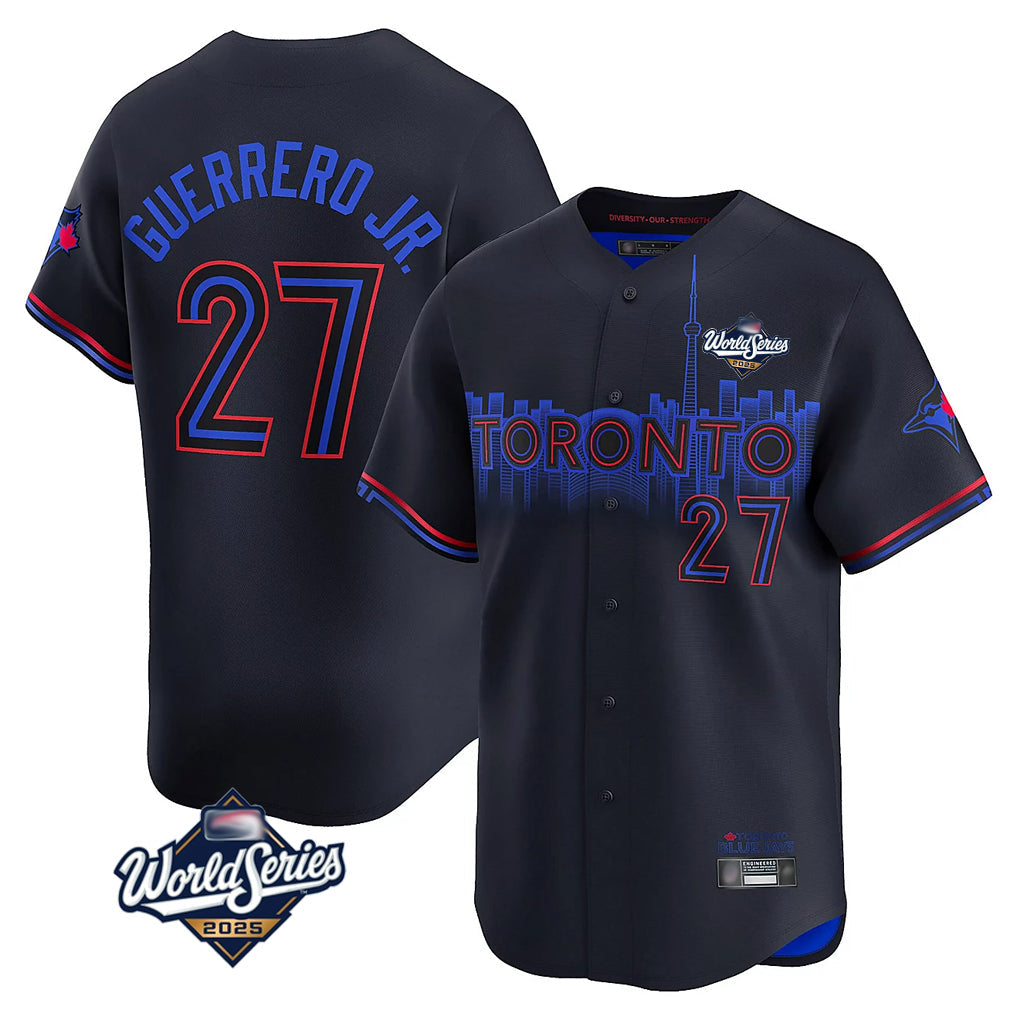 Fenge T.Blue Jays #27 Vladimir Guerrero Jr Player Black 2025 World Series City Connect Limited Stitched Jersey