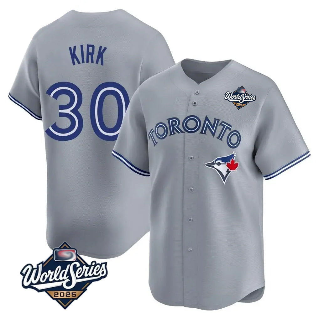 Fenge T.Blue Jays #30 Alejandro Kirk Player Gray&Blue 2025 World Series Limited Stitched Jerseys