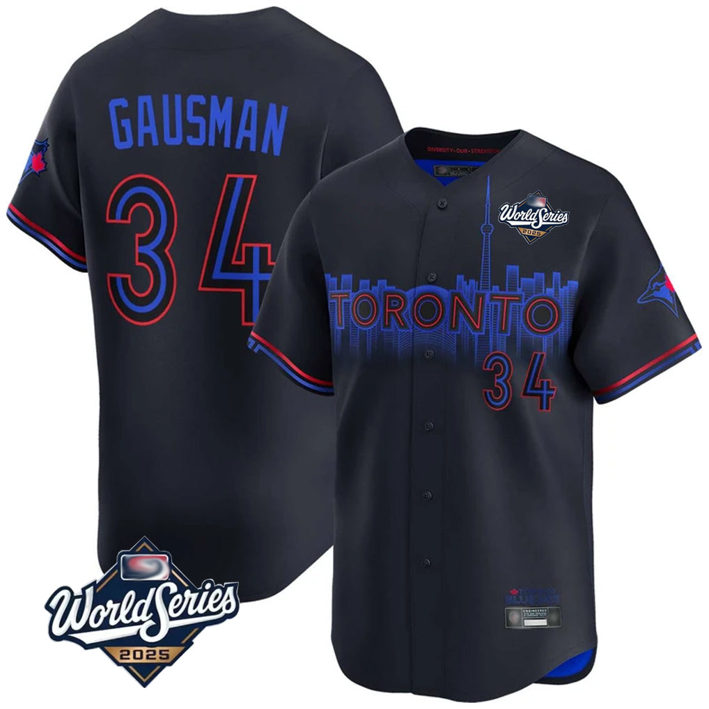 Fenge T.Blue Jays #34 Kevin Gausman Player Black 2025 World Series City Connect Stitched Jerseys