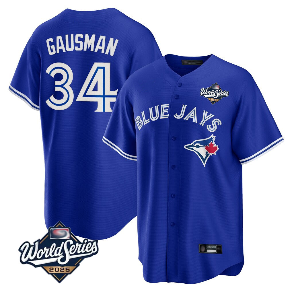 Fenge T.Blue Jays #34 Kevin Gausman Player Royal 2025 World Series Limited Stitched Jerseys