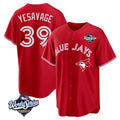 Fenge T.Blue Jays #39 Trey Yesavage Player Red 2025 World Series Game All Stitched Jerseys