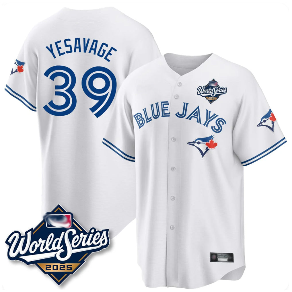Fenge T.Blue Jays #39 Trey Yesavage Player White 2025 World Series Game All Stitched Jerseys