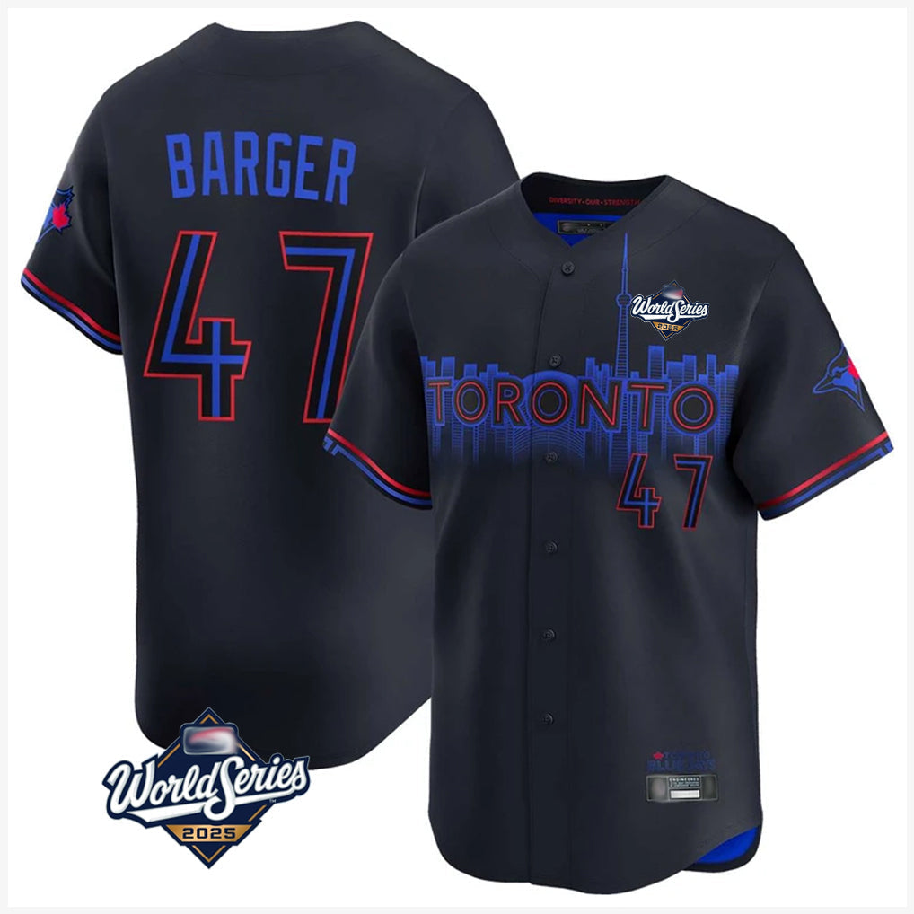 Fenge T.Blue Jays #47 Addison Barger Player Black 2025 World Series City Connect Stitched Jerseys