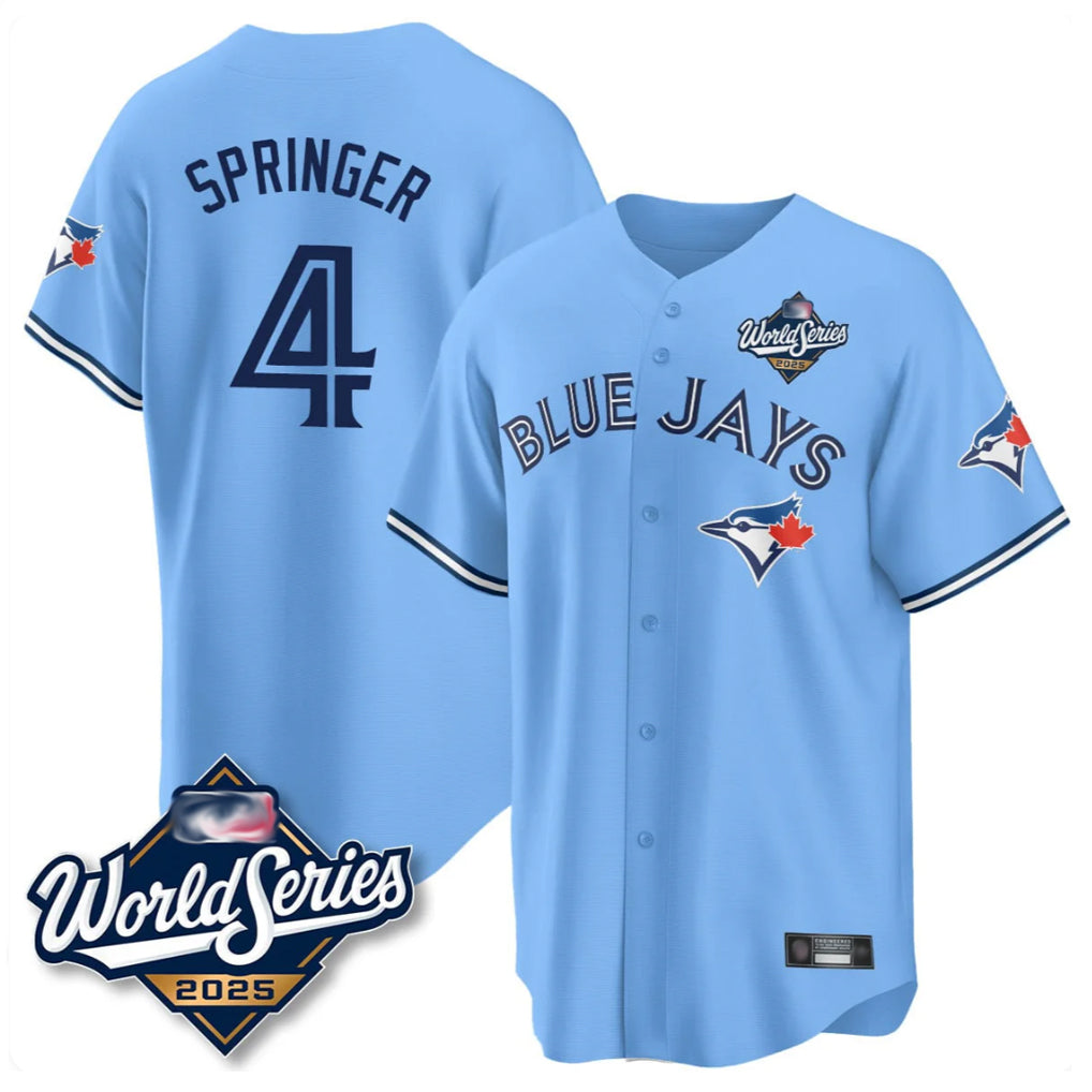 Fenge T.Blue Jays #4 George Springer Player Blue 2025 World Series Limited Stitched Jerseys