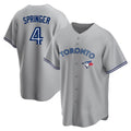 Fenge T.Blue Jays #4 George Springer Player Gray Home Game Stitched Jerseys