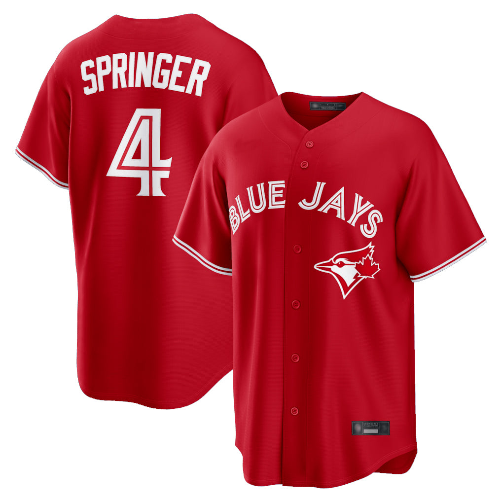 Fenge T.Blue Jays #4 George Springer Player Red Home Game Stitched Jerseys