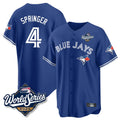 Fenge T.Blue Jays #4 George Springer Player Royal 2025 American League Game All Stitched Jersey