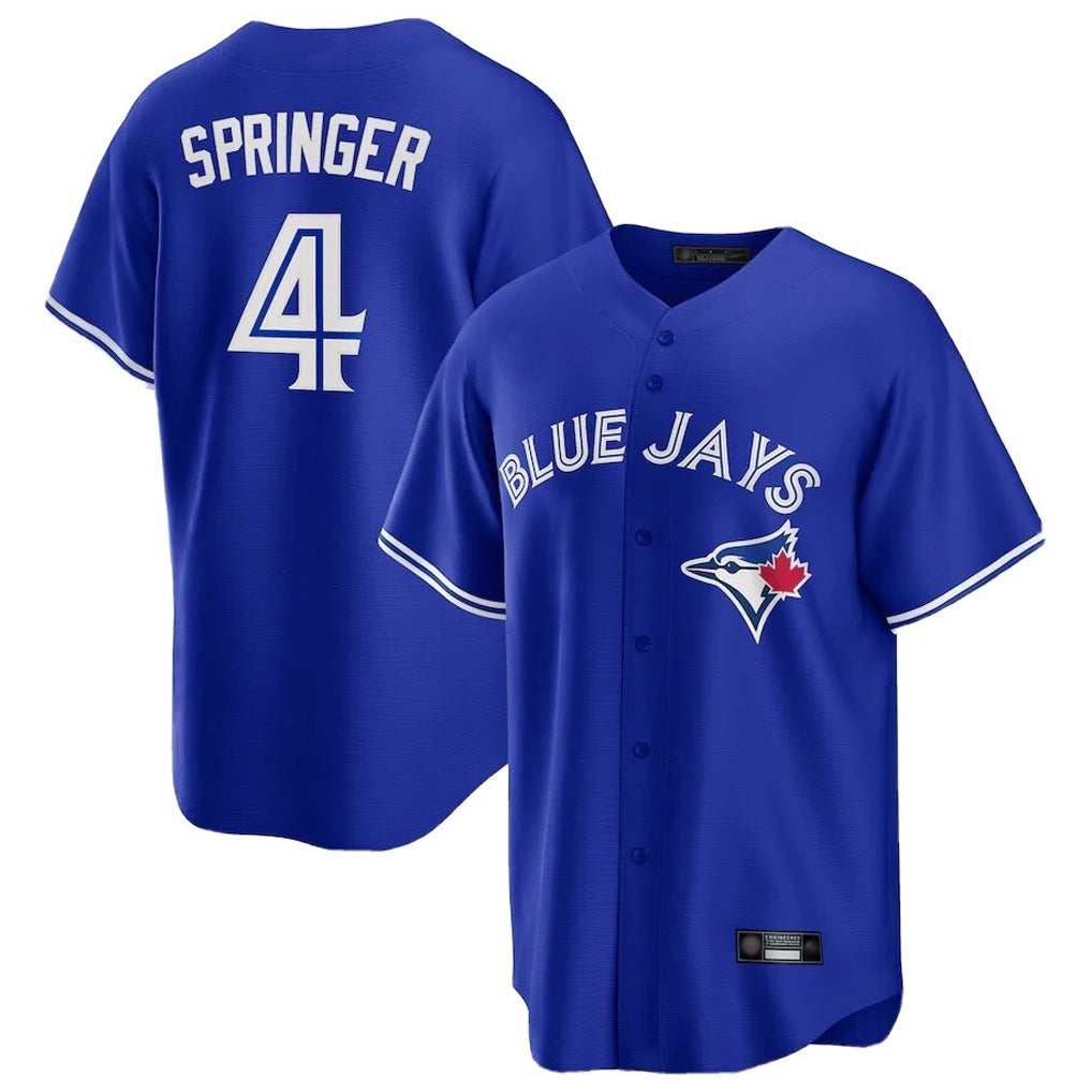 Fenge T.Blue Jays #4 George Springer Player Royal Home Game Stitched Jerseys