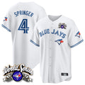 Fenge T.Blue Jays #4 George Springer Player White 2025 American League All Stitched Jersey