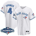 Fenge T.Blue Jays #4 George Springer Player White 2025 World Series Stitched Jerseys