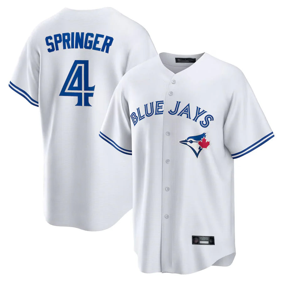 Fenge T.Blue Jays #4 George Springer Player White Home Game Stitched Jerseys
