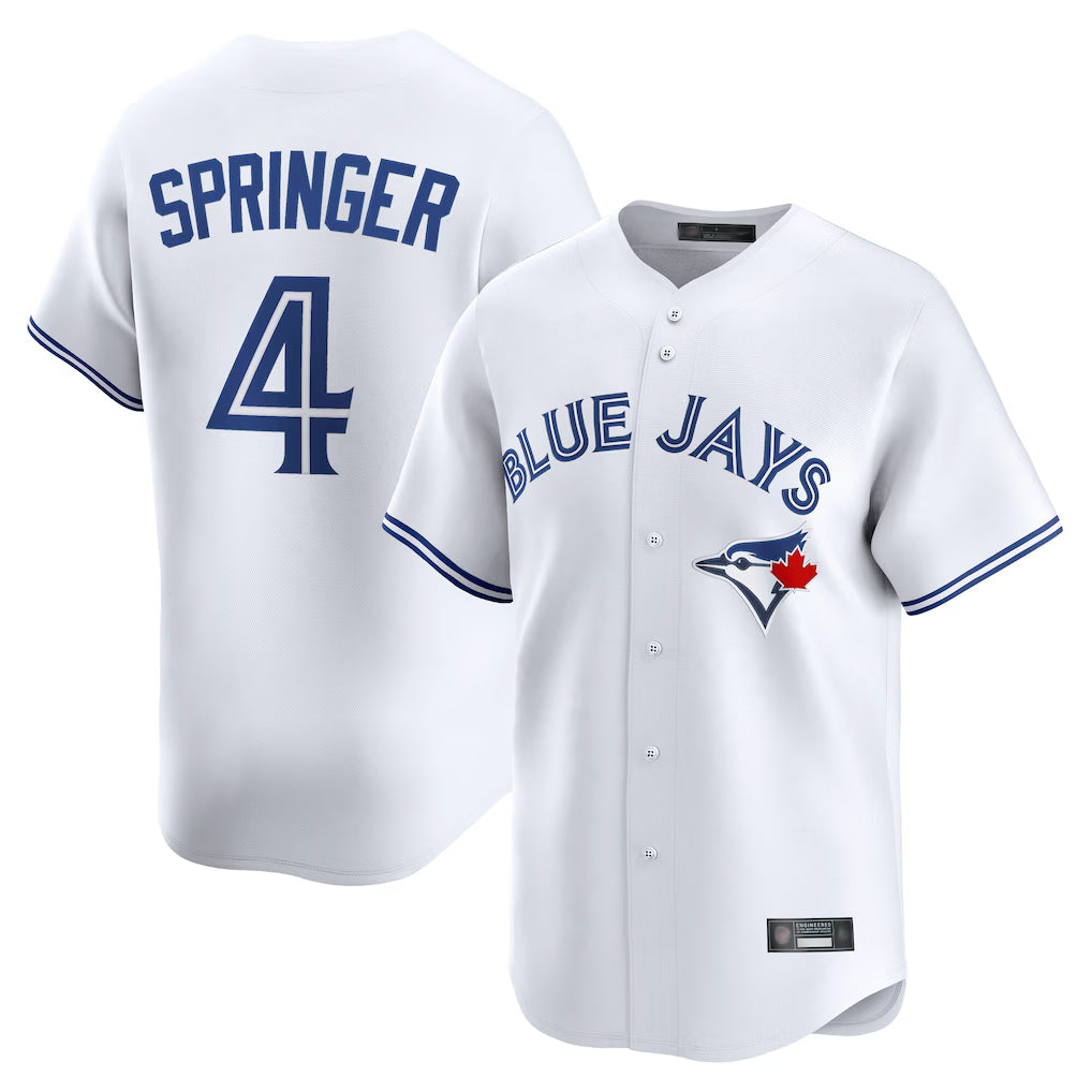 Fenge T.Blue Jays #4 George Springer Player White Home Limited Stitched Jerseys