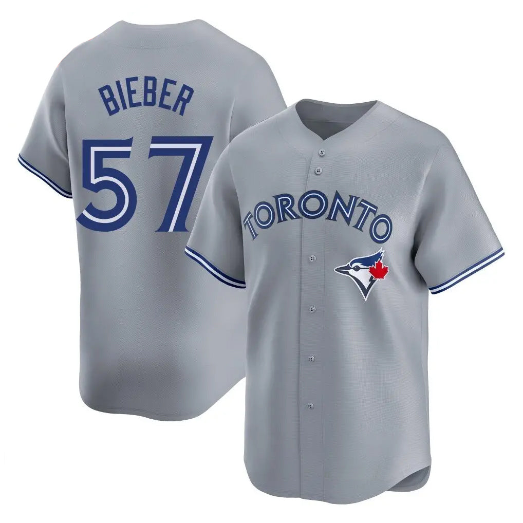 Fenge T.Blue Jays #57 Shane Bieber Player Gray Home Stitched Jerseys