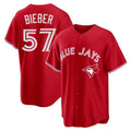 Fenge T.Blue Jays #57 Shane Bieber Player Red Home Stitched Jerseys