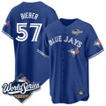 Fenge T.Blue Jays #57 Shane Bieber Player Royal 2025 World Series All Stitched Jerseys