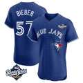 Fenge T.Blue Jays #57 Shane Bieber Player Royal 2025 World Series Elite All Stitched Jerseys