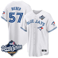 Fenge T.Blue Jays #57 Shane Bieber Player White 2025 World Series All Stitched Jerseys