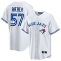 Fenge T.Blue Jays #57 Shane Bieber Player White Game Stitched Jerseys