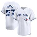 Fenge T.Blue Jays #57 Shane Bieber Player White Limited Home Stitched Jerseys