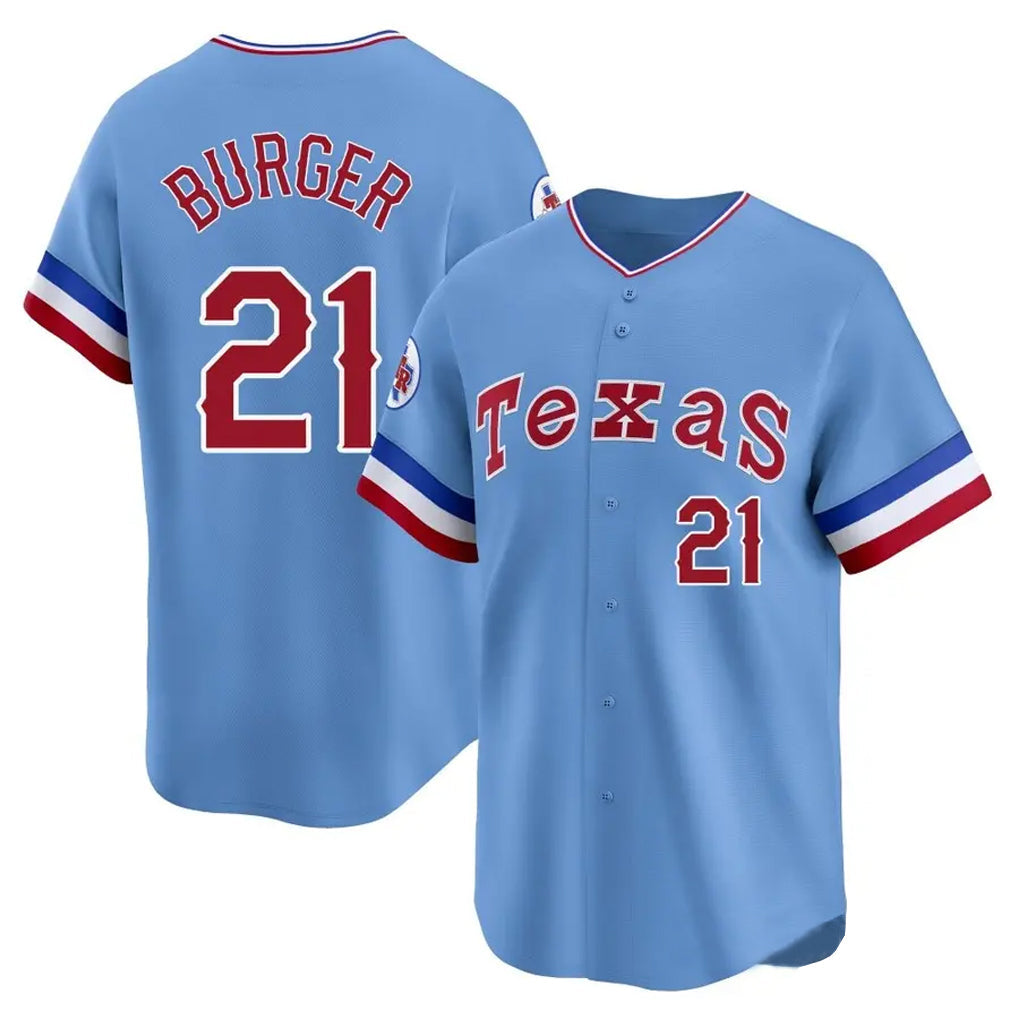 Fenge T.Rangers #21 Jake Burger Player Light Blue Cooperstown Collection Limited Stitched Jerseys