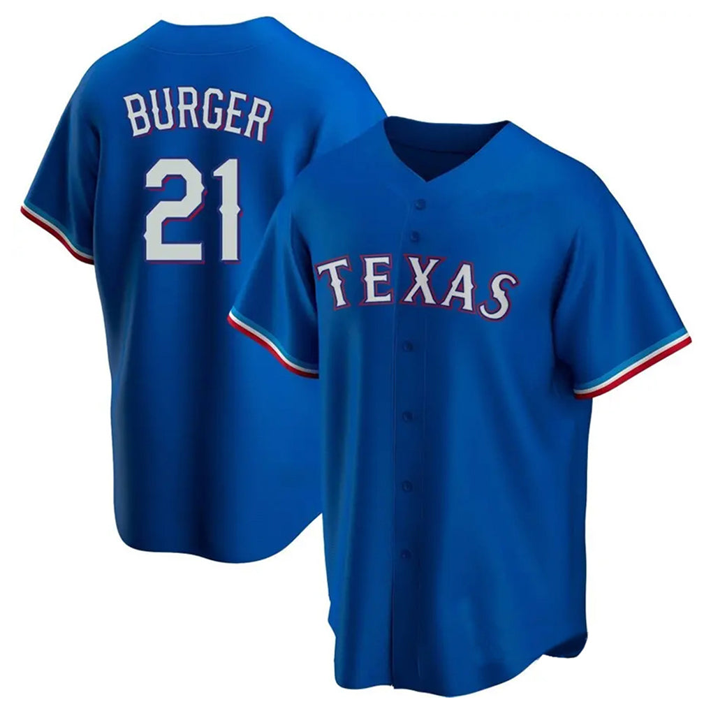 Fenge T.Rangers #21 Jake Burger Player Royal Home Replica Game Stitched Jerseys