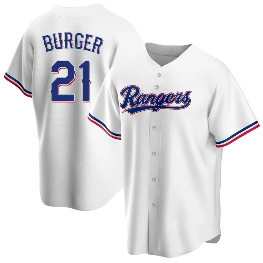 Fenge T.Rangers #21 Jake Burger Player White Home Game Stitched Jerseys
