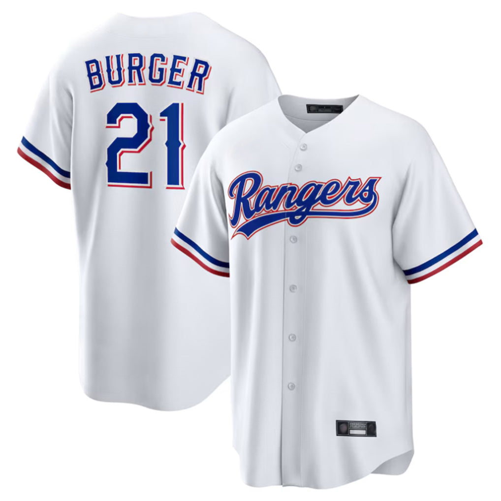 Fenge T.Rangers #21 Jake Burger Player White Home Limited Stitched Jerseys