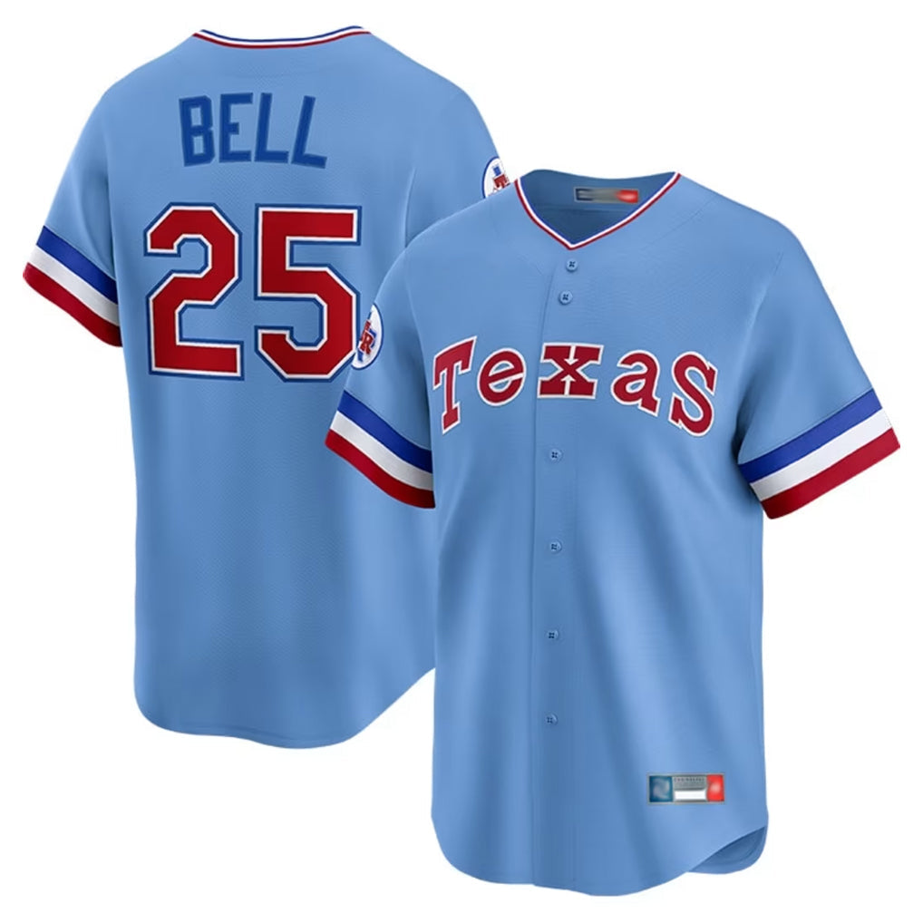 Fenge T.Rangers #25 Buddy Bell Player Blue Home City Connect Limited Stitched Jerseys