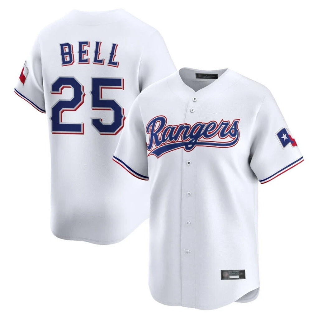 Fenge T.Rangers #25 Buddy Bell Player White Home Limited Stitched Jerseys