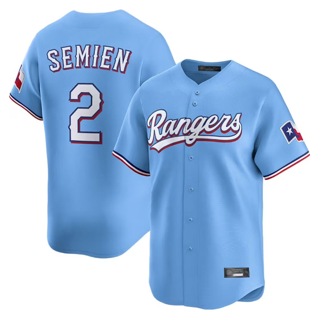 Fenge T.Rangers #2 Marcus Semien Player Light Blue Limited Home Stitched Jerseys