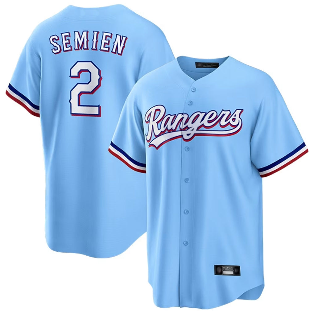 Fenge T.Rangers #2 Marcus Semien Player Light Blue Replica Game Stitched Jerseys