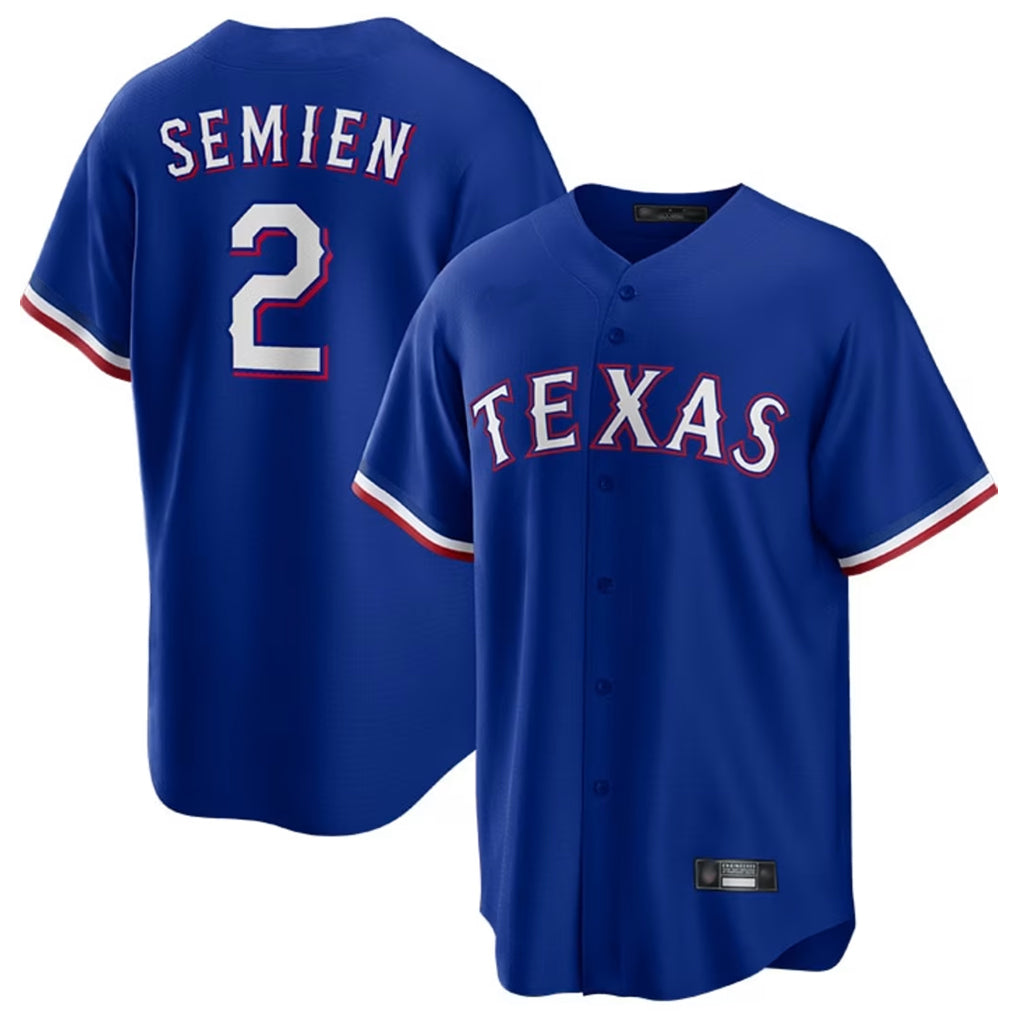 Fenge T.Rangers #2 Marcus Semien Player Royal Home Game Stitched Jerseys
