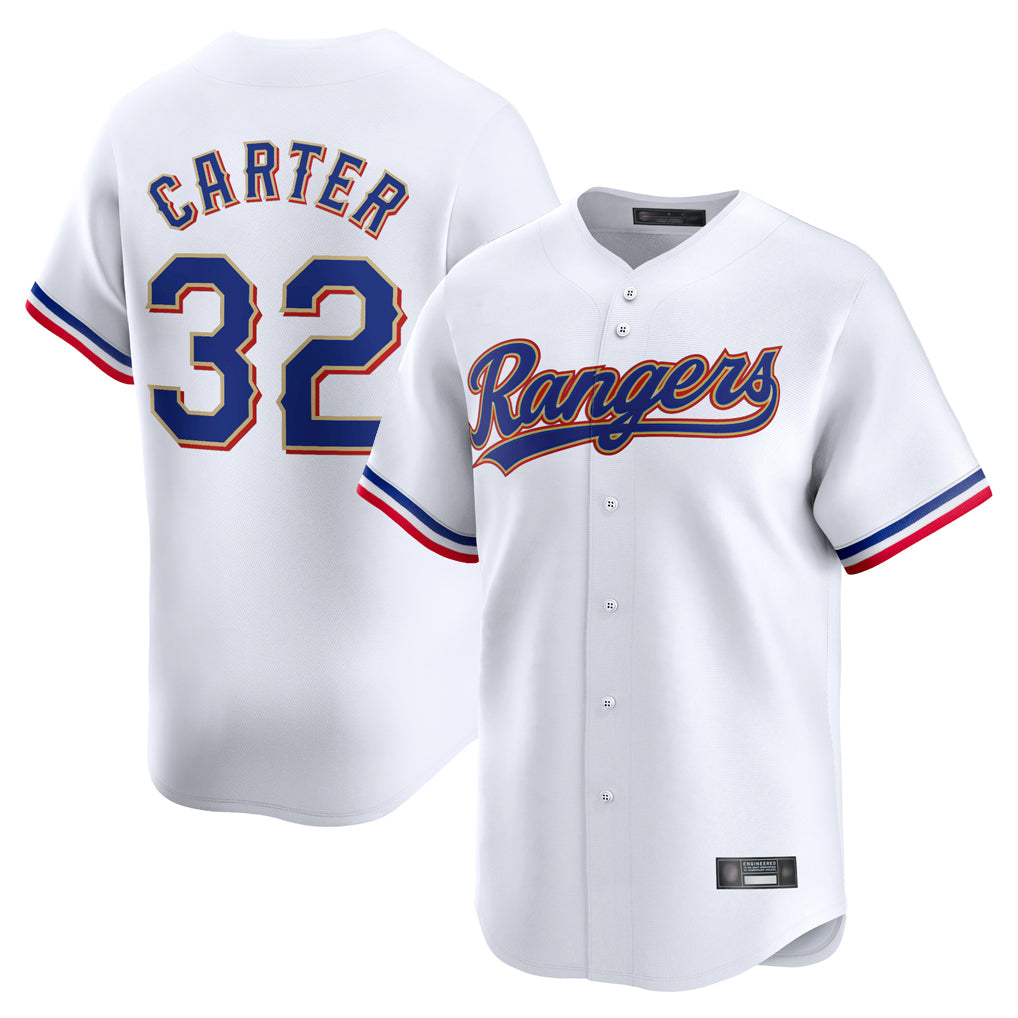 Fenge T.Rangers #32 Evan Carter Player Gold Collection Limited Edition White Stitched Jerseys